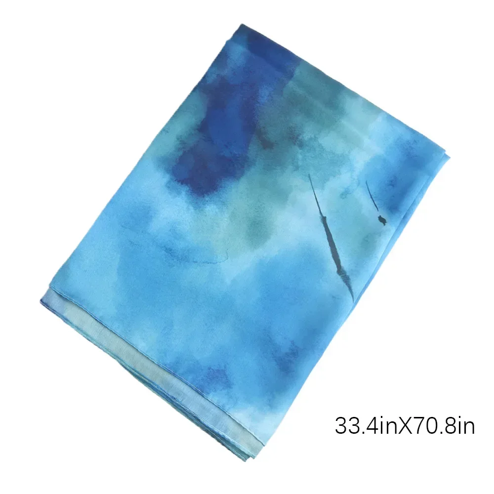 Ombre Marble Watercolor Shawl Hijab Scarves Malaysian Plain Crinkle Satin Hijabs For Women Silk Hijab For Lady Satin Chiffon