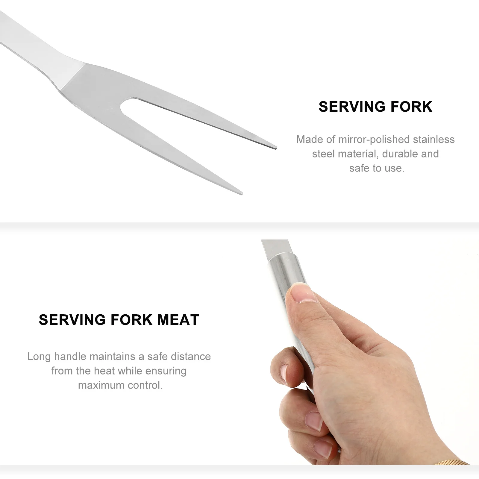 

Stainless Steel Meat Fork BBQ Tools Cooking Utensils Kitchen Grill Serving Durable Safe Long Handle Piercing Potatoes Meats