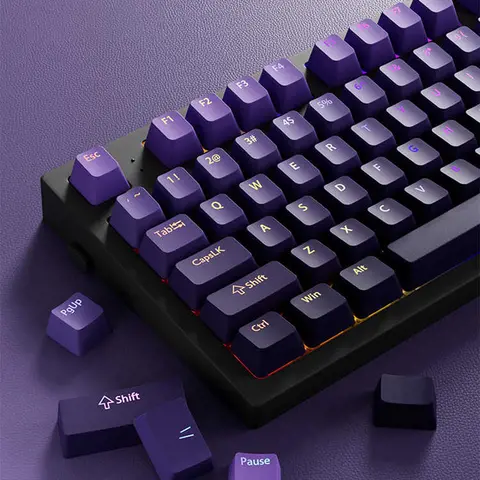 130 Keys Gradient Purple RGB Backlit Double Shot PBT Keycaps Shine Through Keycaps OEM Profile for MX Switches Gaming Keyboards