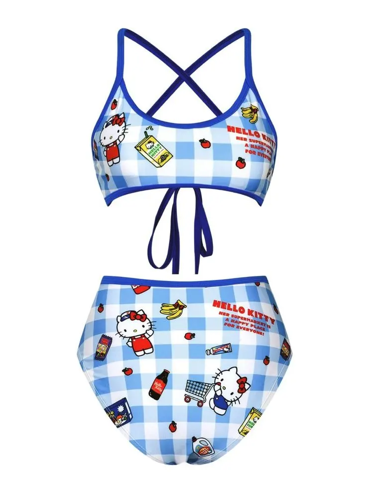 새로운 여성용 비키니 투피스 세트 귀여운 온천 수영복 스포츠 요가 피트니스 팬 상품 별도 수영복