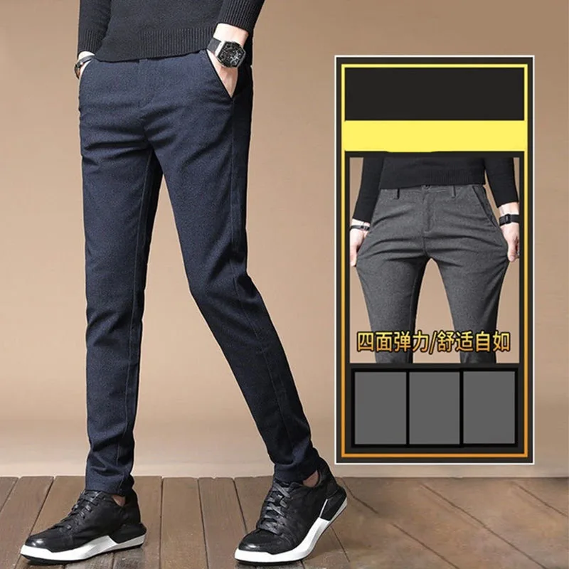 Lente Herfst Mannen Koreaanse Pak Broek Business Kantoor Streetwear Mode Mannelijke Kleding Elastische Losse Casual Rechte Broek 38