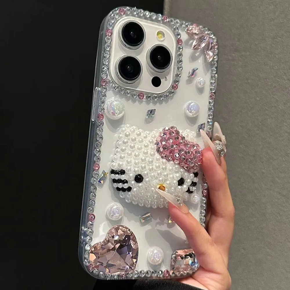 Sanrio Diamant-Strass-Herz-Hülle für Samsung S25 Edge S24 Ultra S20 S22 S23 Plus für Galaxy S21 Plus S26 Hello Kitty Cover – Detail 2