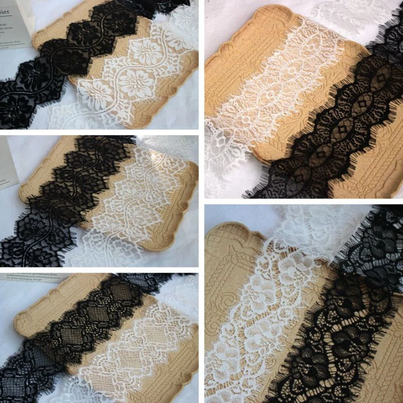 (3 Yards/Piece) Off White Black Lace Fabric Webbing Clothing Accessories Lace Material Handmade DIY Ribbon