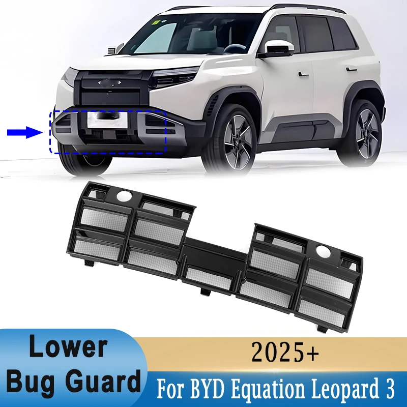 

Front Bumper Lower Grille Air Intake Vent Insect Net Bug Guards Protector for BYD Equation Leopard 3/Titanium 3/Super 3 2025 +