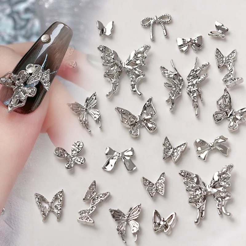 

Nail Parts Metal Butterfly Rhinestone Bead Manicure Gems Jewelry Decoration Accessories nail Supplies for Professionals 10PCS