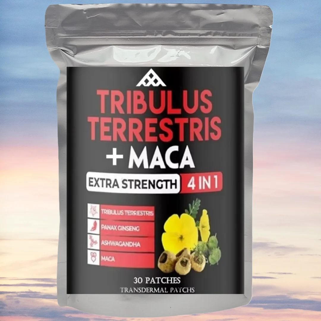 30 Parches Transdérmicos de Extracto de Tribulus Terrestris, Potenciador de Energía con Ashwagandha, Panax Ginseng y Maca