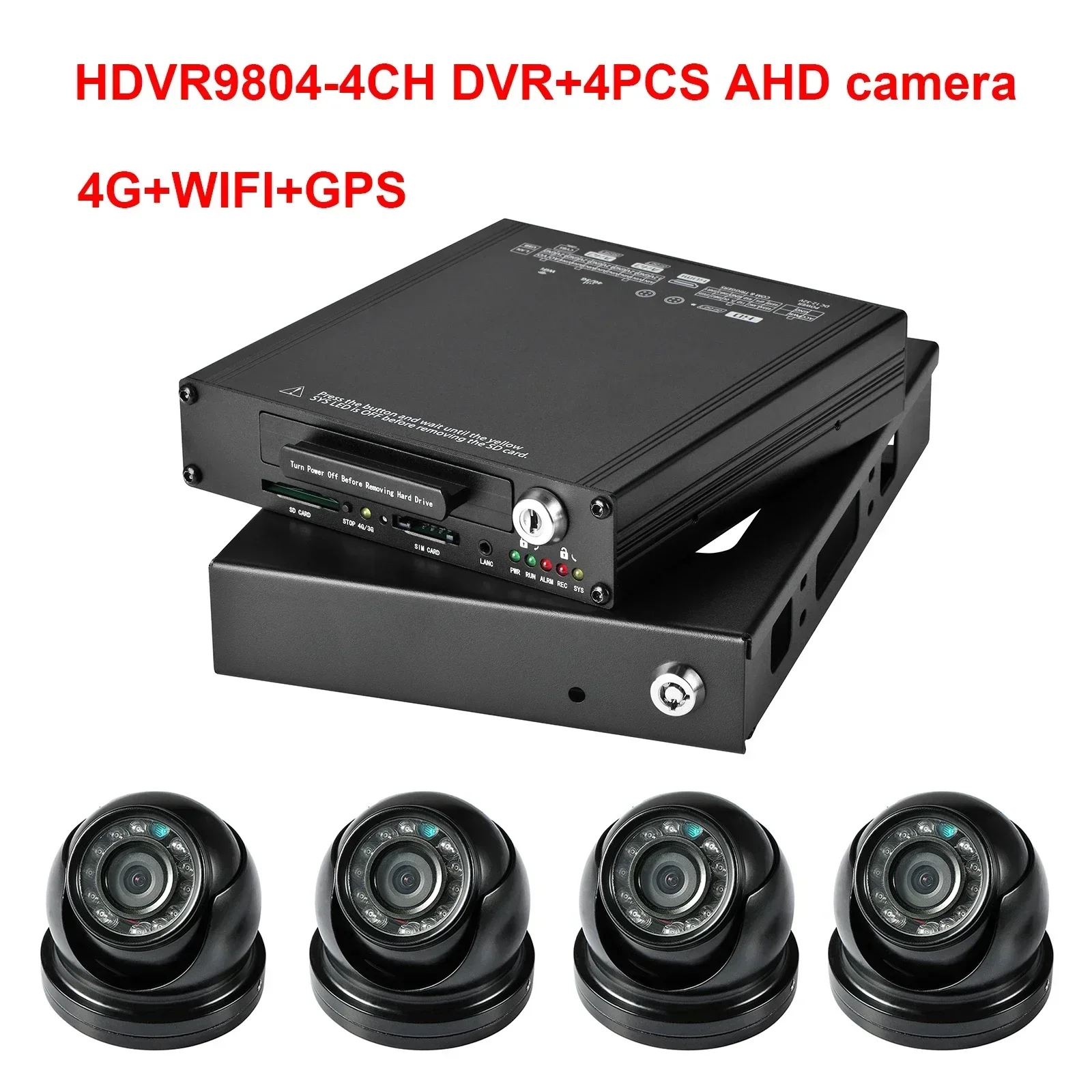 HDVR9804 DVR 4G WIFI GPS Security Mini Mobile DVR 4CH HDD Video Record System AHD HDVR Car Bus Truck Vehicle with 4 AHD camera