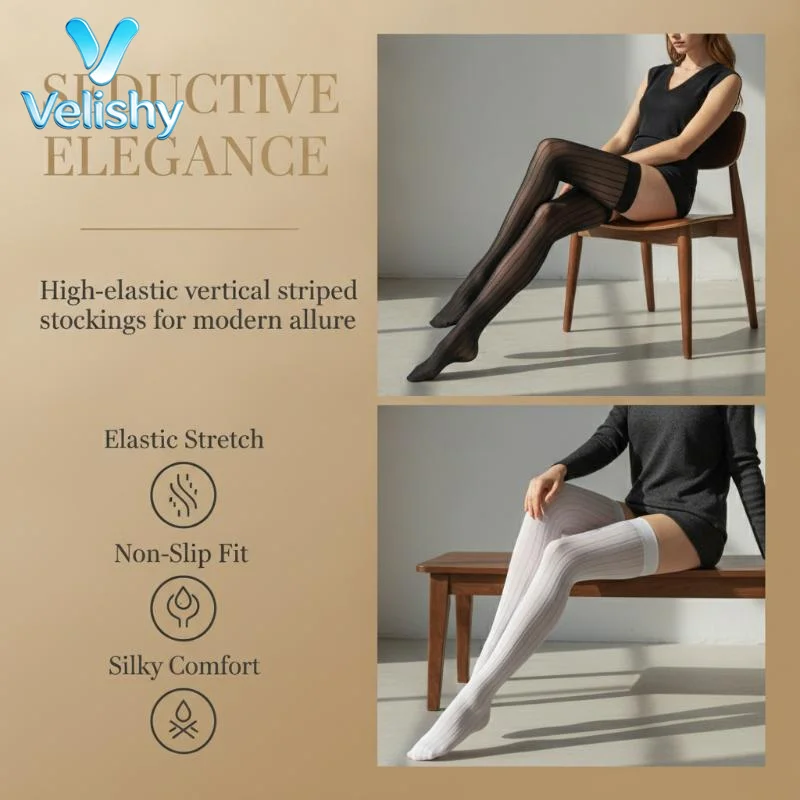 Sheer Mesh Thigh High Stockings Back Stripe Elastic Lace Top Semi Sheer Daily Party Going Out Vertical Back Stockings 2026