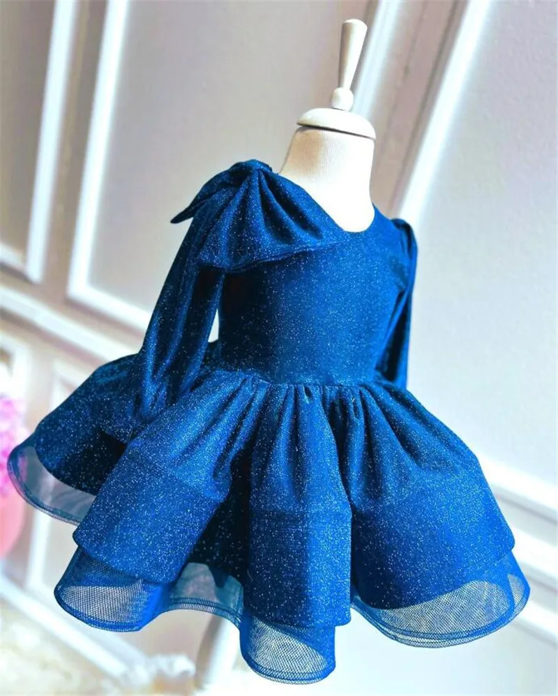 Vestido artesanal para menina flor, Vestidos de primeira comunhão para meninas, vestido de baile na altura do joelho, bebê menina