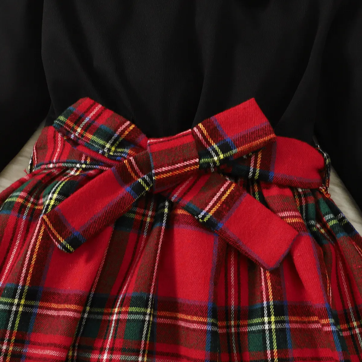 Autumn And Winter 4-7 Years Old Cool Girl Dress Long Sleeve Checkered Patchwork Top Princess Dress With Hat