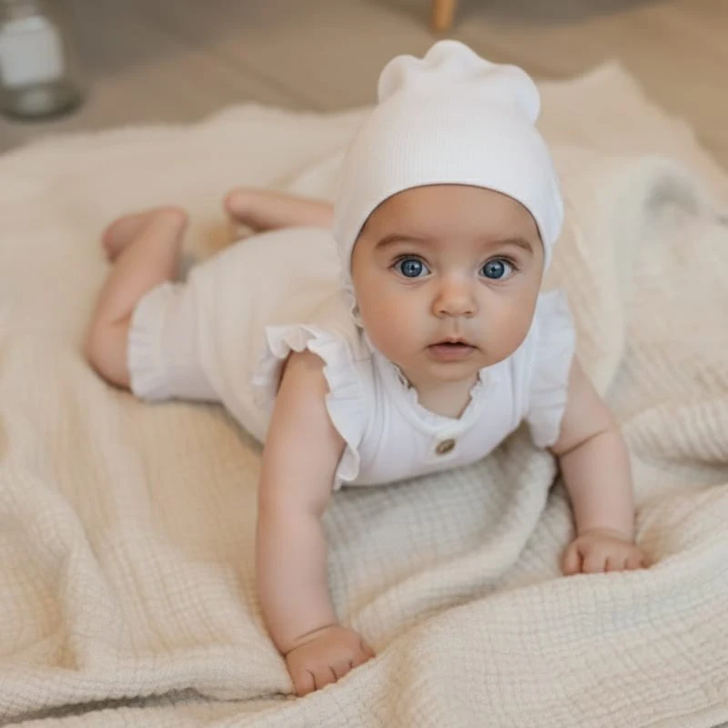 Ali Layette Ss26 ribbed ruffled Collection Cotton Family Matching Hat Rompers hats and Sets