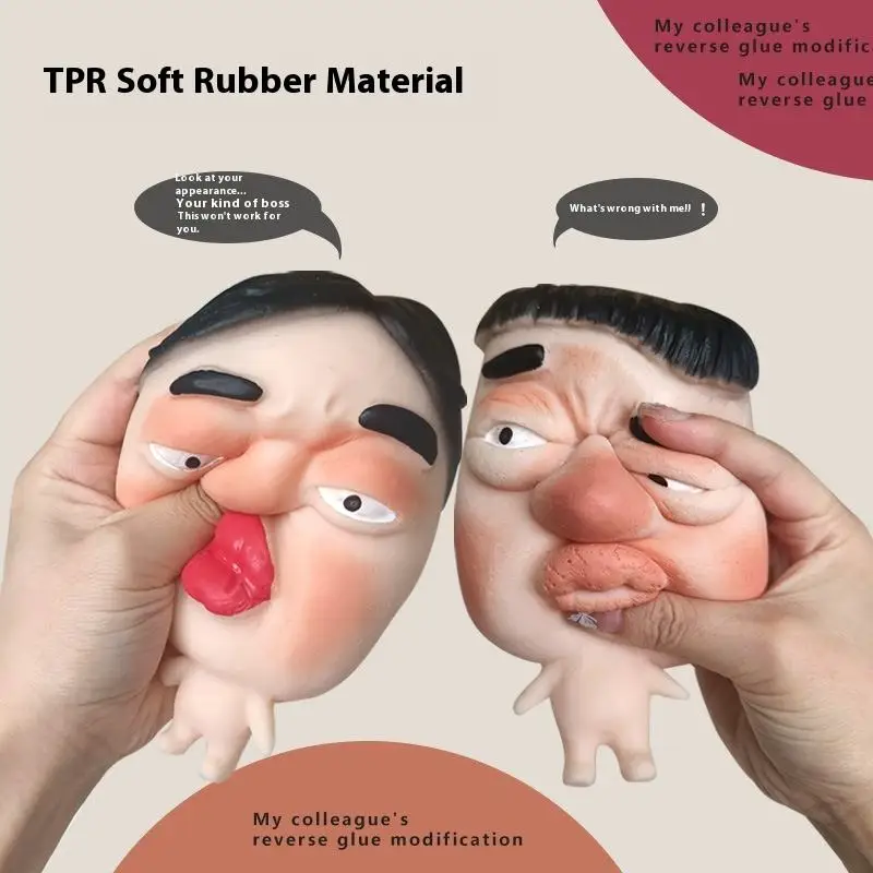 ของเล่นบีบลดความเครียด รูปคนสวมหน้ากาก ปากใหญ่ หัวโต ทำจาก TPR บีบได้ ลดความเครียด สำหรับเด็กและผู้ใหญ่ ของเล่นสัมผัสช่วยผ่อนคลาย บีบแล้วคืนรูปช้า