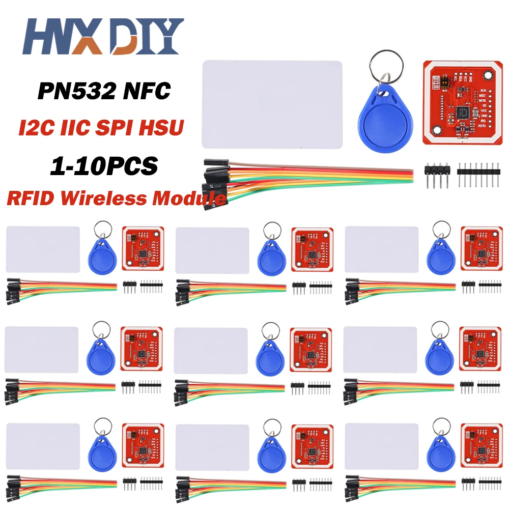1-10 ENSEMBLES Module sans fil NFC RFID PN532 V3 Kits utilisateur Mode lecteur-graveur Carte IC S50 PCB Antenne I2C IIC SPI HSU