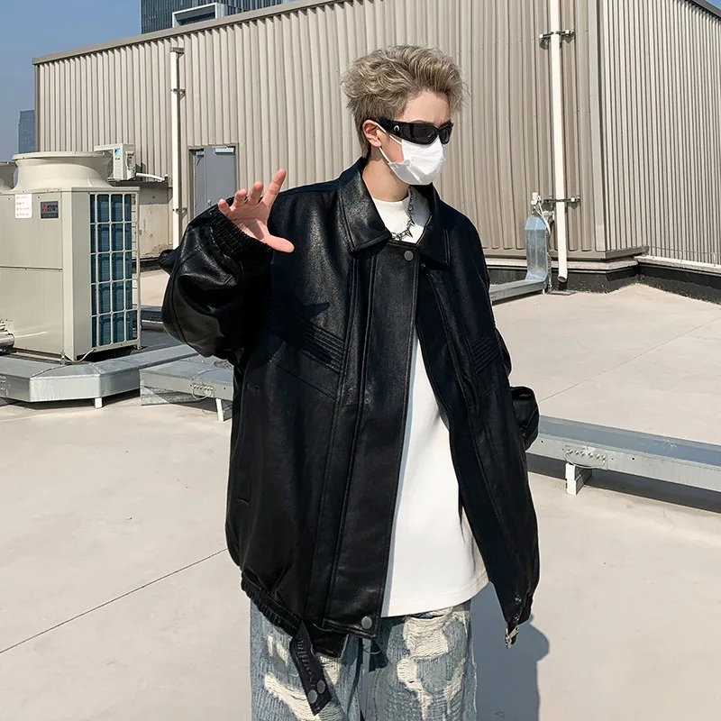 

Ретро американский мотоциклетный дэт High Street Sle, свободный повседневный джер из искусственной кожи для мужчин, осенне-зимний модный тренд