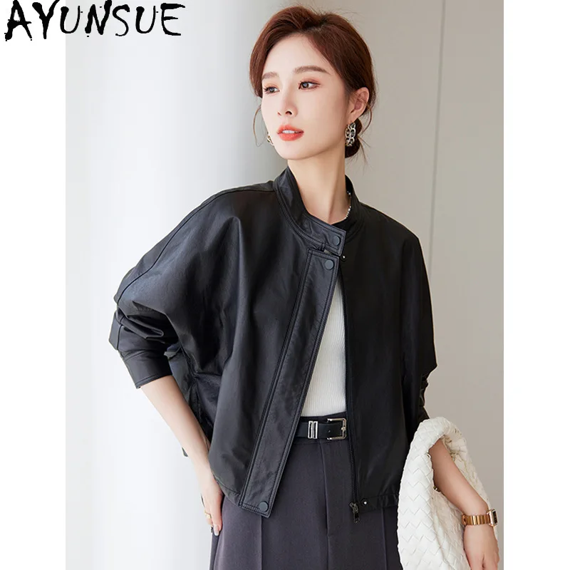 

AYUNSUE женская куртка из натуральной овчины с верхним слоем, облегающее женское пальто 2025, весенне-осенняя одежда Jaqueta De Couro