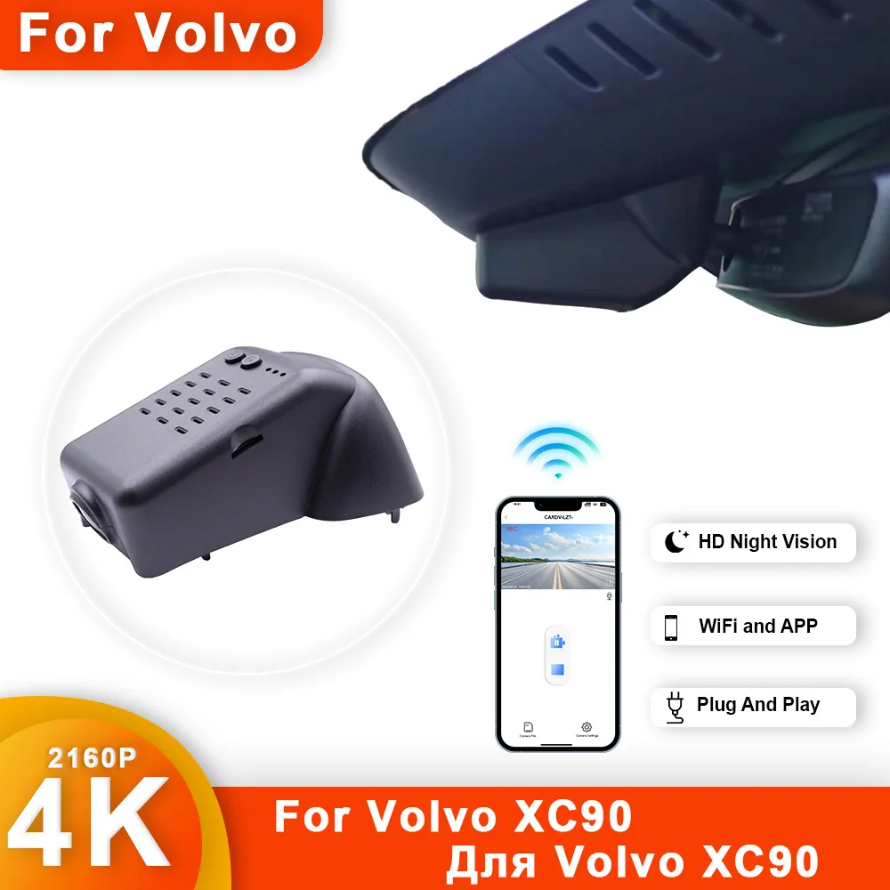 

4K HD 2160P New Plug and Play WIFi Car DVR Video Recorder Dual Lens Dash Cam For Volvo XC9 MY2023 DashCam Devices Accessories