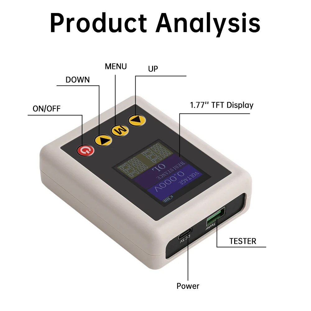 TS4520 High-Precision Lithium Battery Internal Resistance Meter Tester LCD Digital Voltmeter Voltage Meter Detector 0.1mΩ~20.00Ω