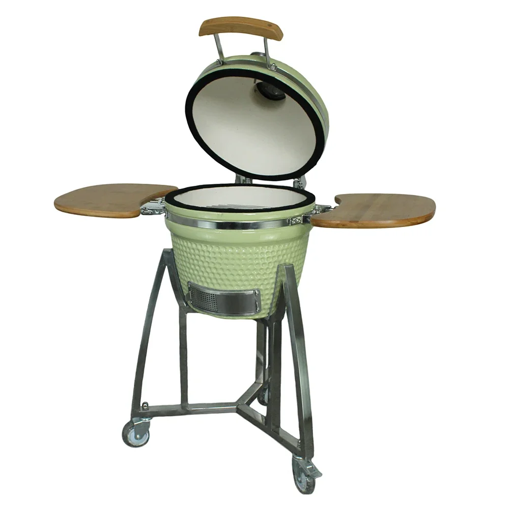 16-Inch Kamado Charcoal Grill Portable Steel Green Egg Pellet BBQ for Indoor/Outdoor Camping Garden BBQ Garden BBQ