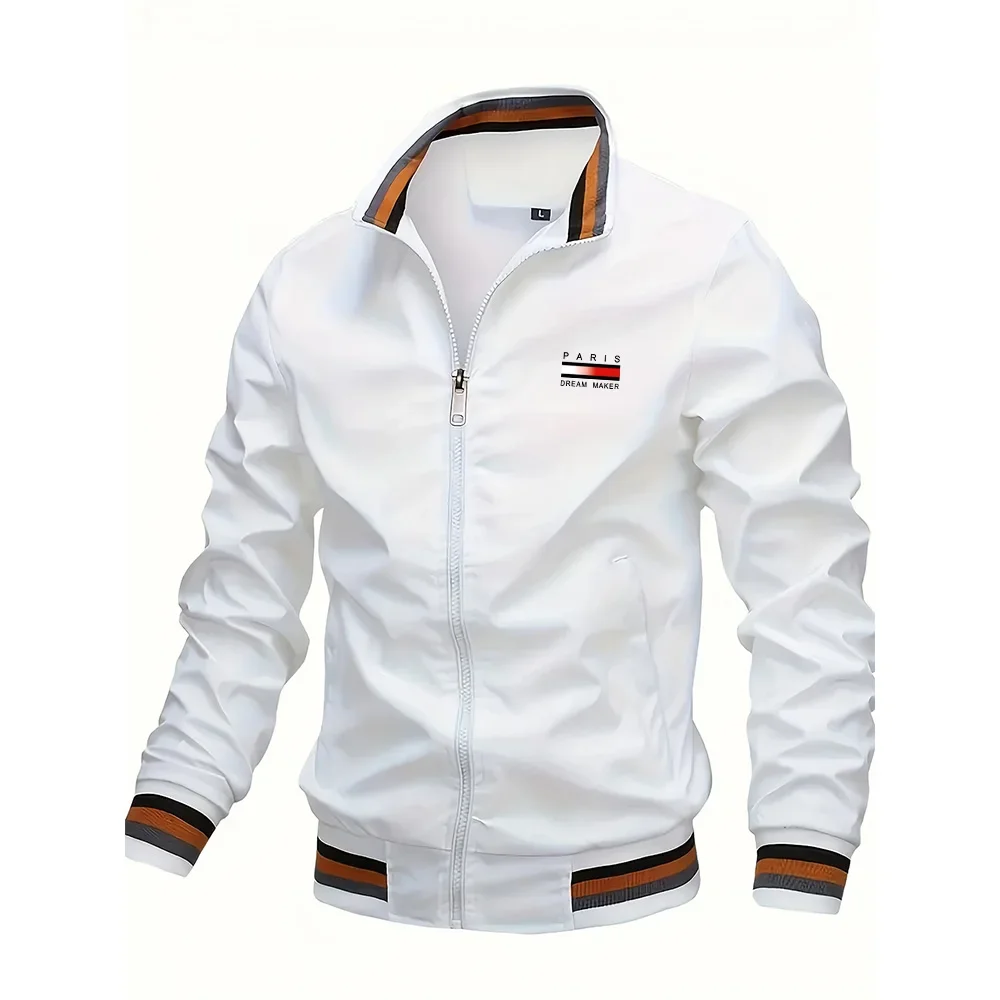 

Spring and Autumn's New Men's Large-sized Casual and Fashionable Street Stand-up Collar Zipper Outdoor Sports Coat Jacket