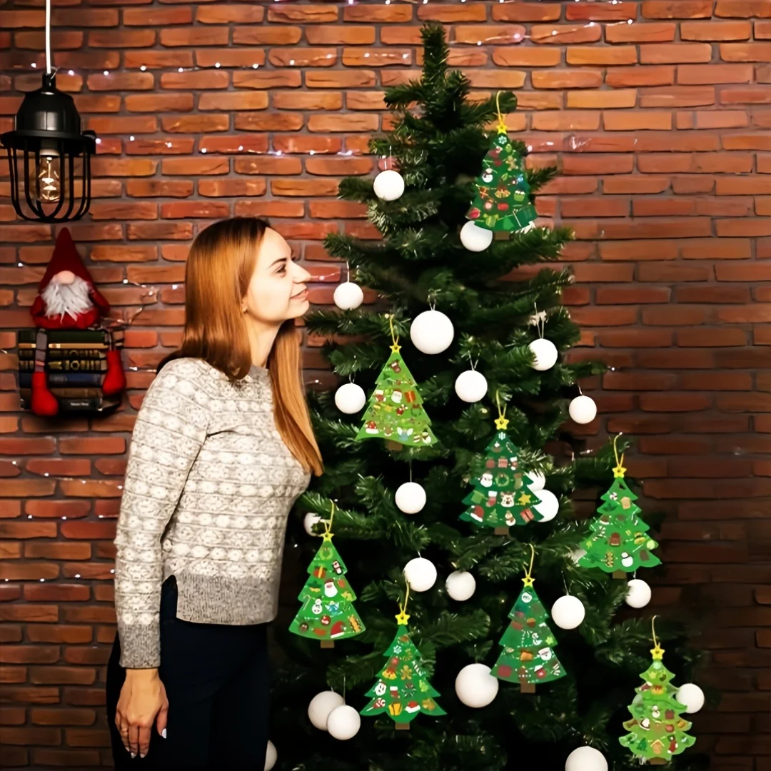 24 Sets Weihnachten DIY Weihnachtsbaum Dekoration Aufkleber Hängende Ornamente Urlaub Thema DIY Karte Aufkleber Party Dekorationen