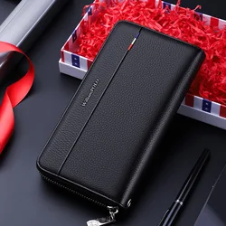 WILLIAMPOLO Fashion Men's Wallet Coin Purse RFID Blocking Man Leather Clutch Wallet Zipper Busines Card Holder ID Money Bag Male