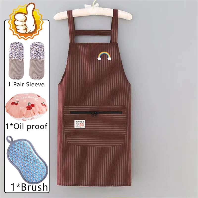 

Pure Cotton Fashion Apron Kitchen Oil-proof Breathable Waist Female Adult Work Dirty-resistant Work Clothes Kitchen Supplies To