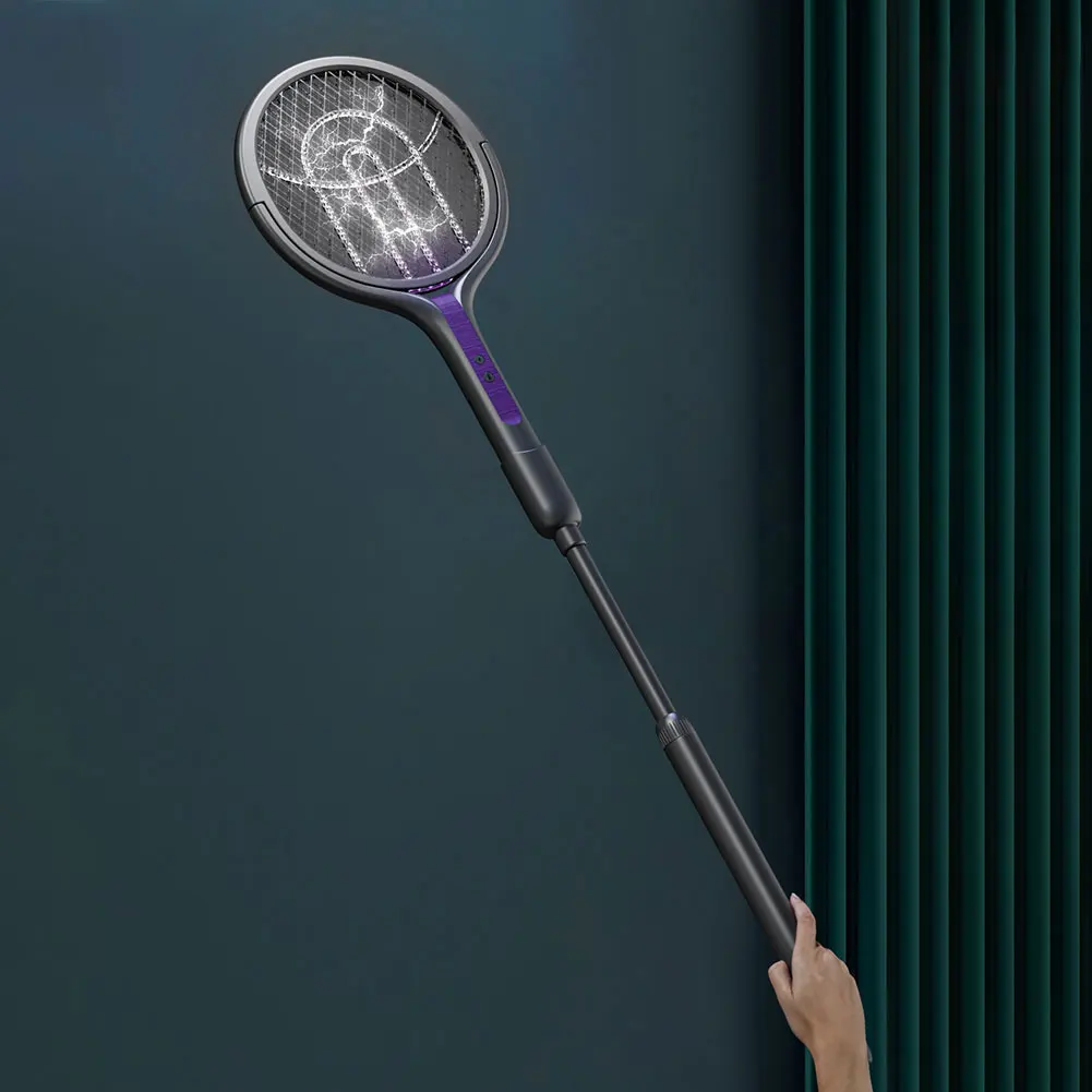 

Электрическая мухобойка с вращающейся головкой, перезаряжаемая мухобойка 2 в 1, мухобойка и лампа-ловушка для комаров для внутреннего и наружного использования