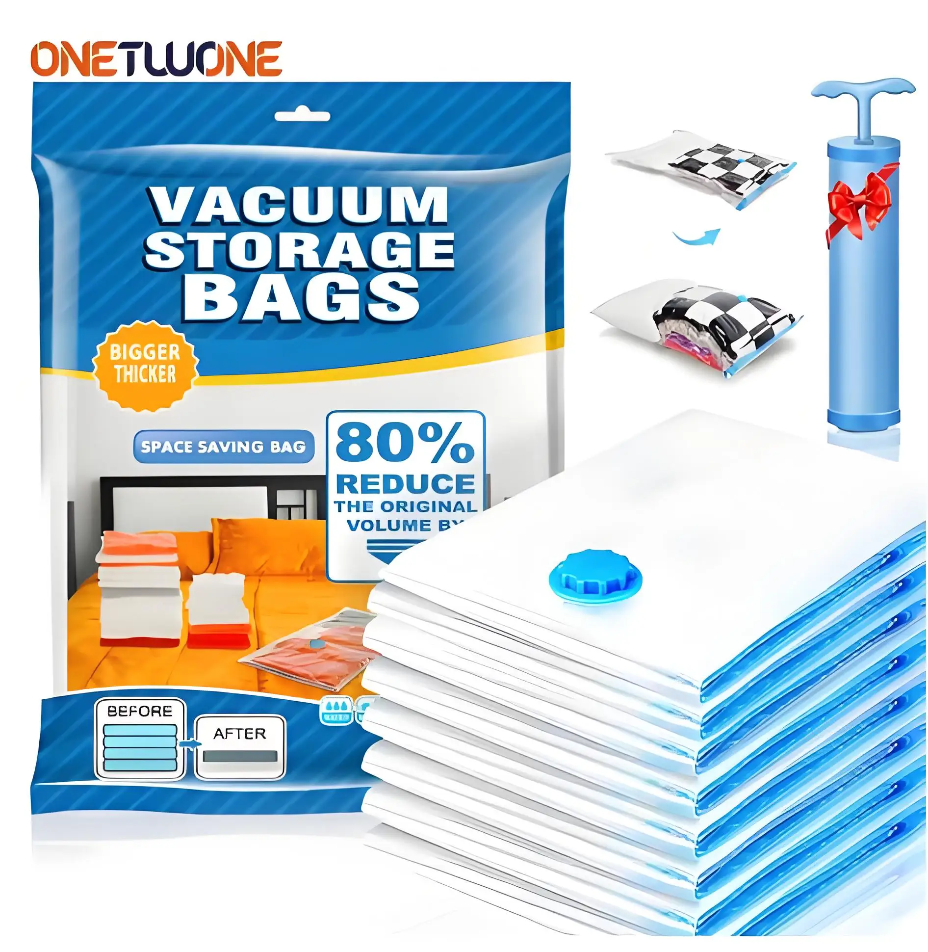 

5Pcs Vacuum Storage Bags More Space Save Compression Travel Seal Zipper for Clothes Pillows Bedding Closet Home Organizer
