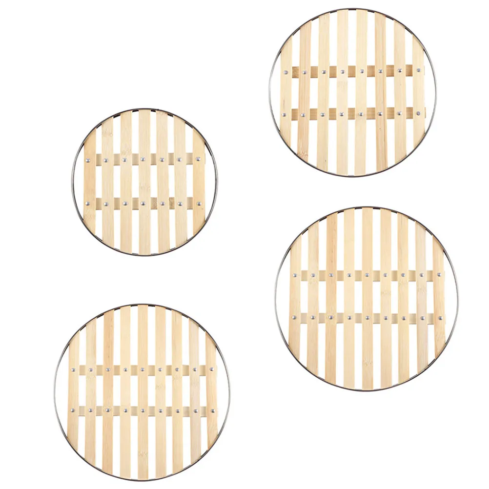

Набор из 4 круглых бамбуковых подставок для приготовления на пару с элементами из пищевой стали для рыбы, яиц, крабов, овощей, тамале и выпечки