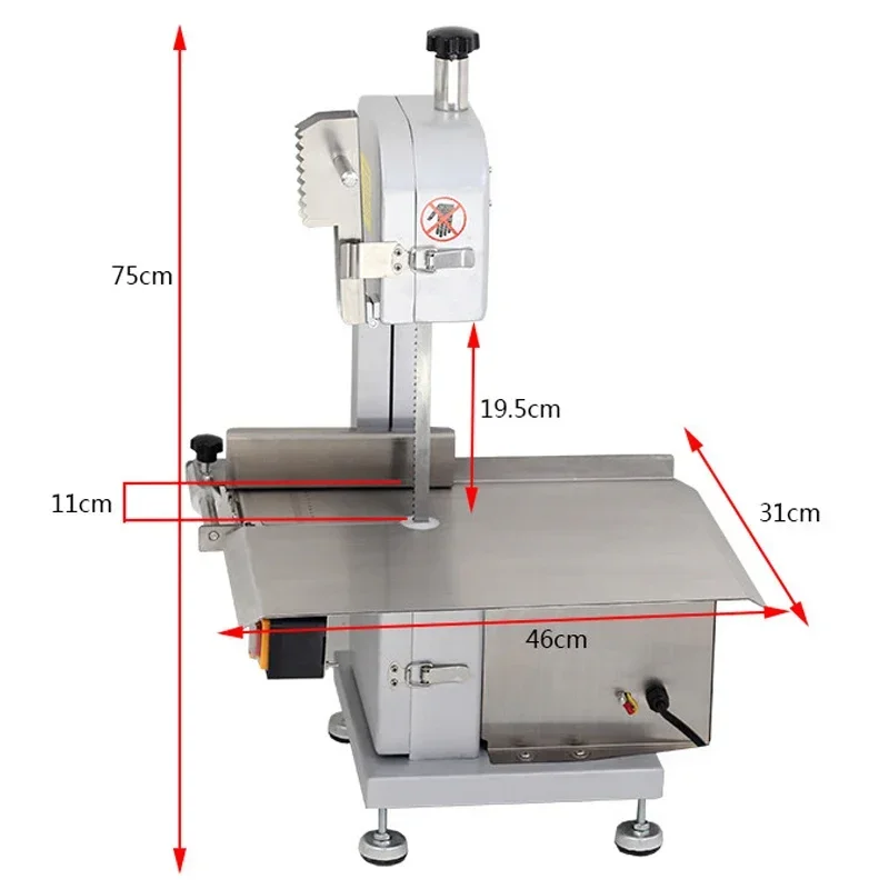 Electric Meat Bone Saw Machine 220v Small Desktop Stainless Steel Cutting Maker Kitchen Chopper Food-Grade Spare Rib Cutting