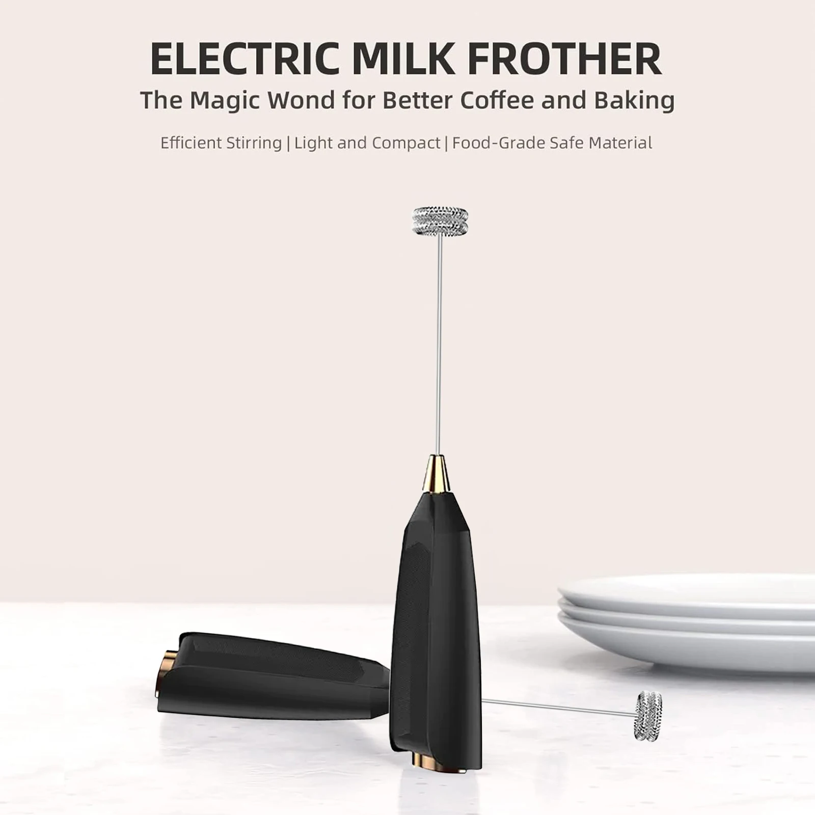 휴대용 강력한 우유 거품기 라떼에 적합 전기 배터리 구동 휘스크 음료 믹서 커피 거품기 계란 거품기
