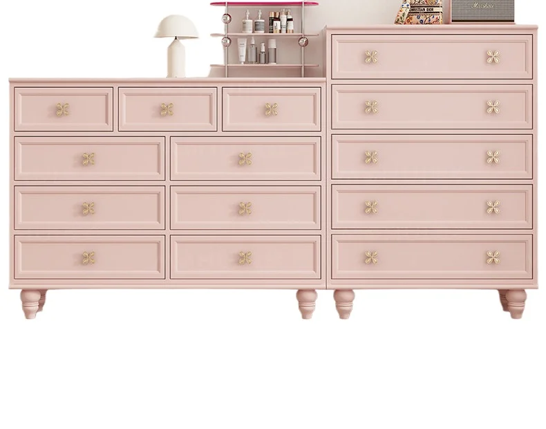 

30Cm cabinet French solid wood master bedroom bedside cabinet living room nine buckets chest combination dopamine pink