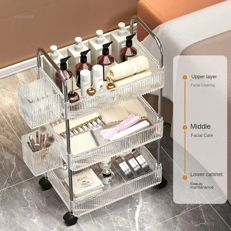 Drinks Organizer Nails Salon Lash Transparent Trolley Wheels Barber Station Spa Aesthetics Car Gold Hairdressing Utility Hotel