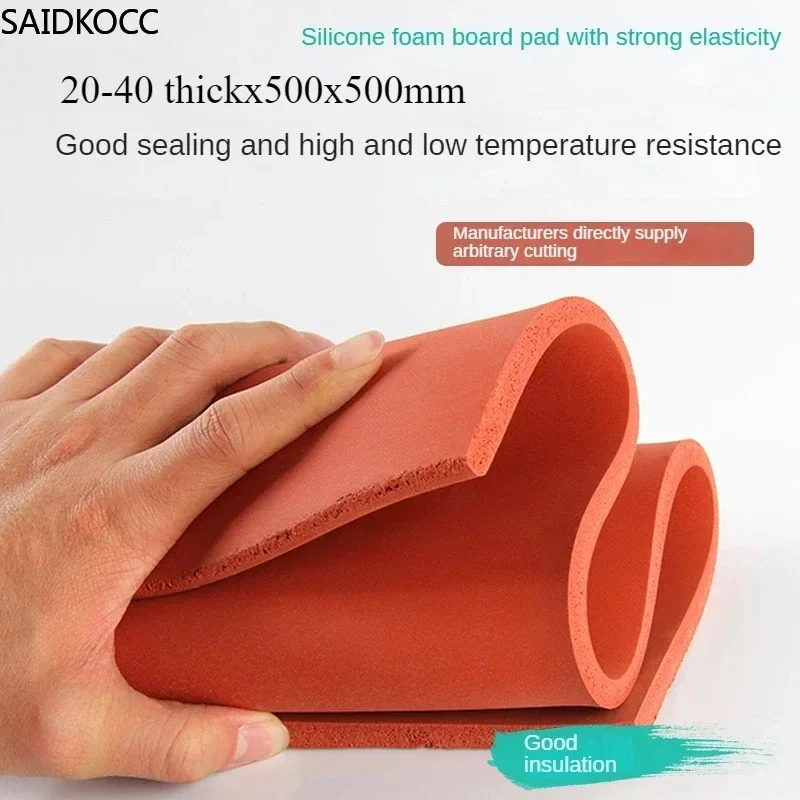 SAIDKOCC 20-40 thickx500x500mm Silicone foam board heat-resistant sealing pad hot stamping  printed  red foam pad sponge board