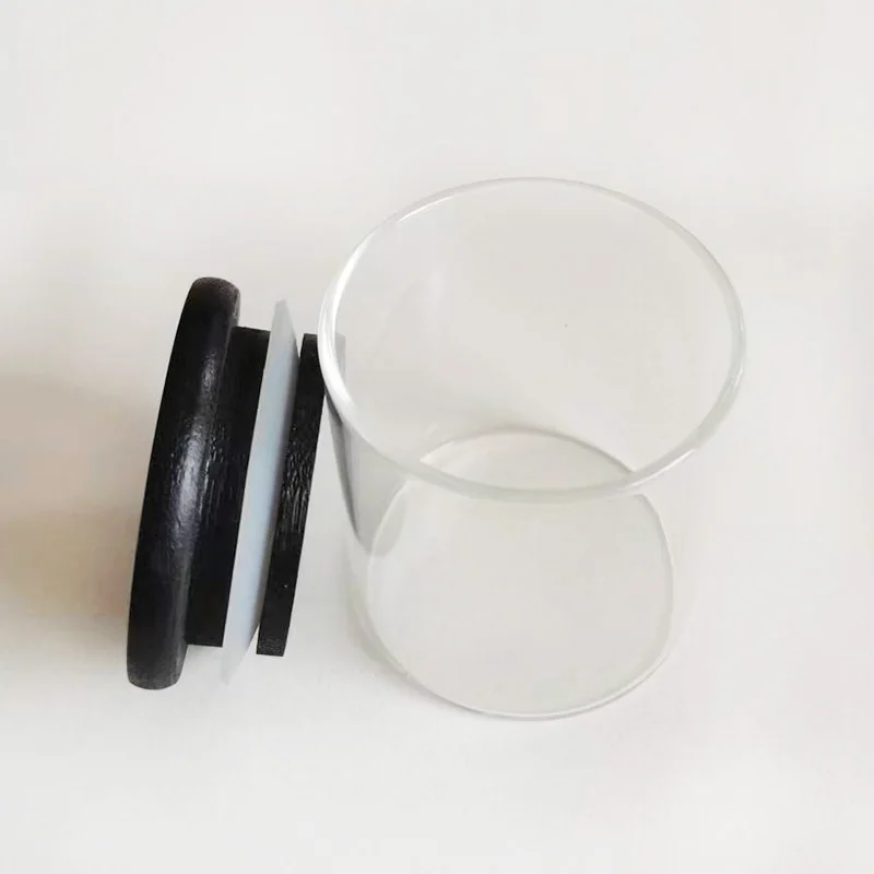 Small Cute Glass Kitchenware High Borosilicate Sealed Glass Container  with Black Bamboo Lid