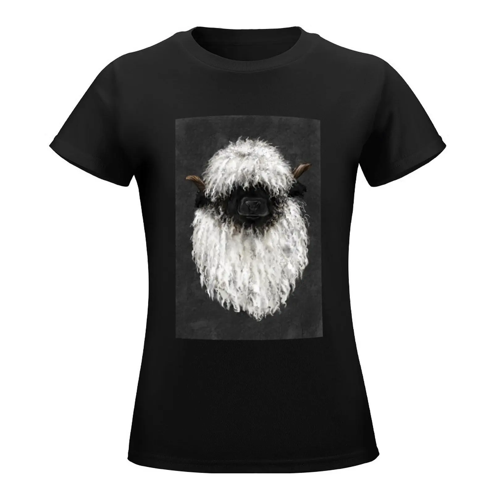 Bo Sheep. Valais Blacknose Sheep.Sticker T-Shirt summer top Blouse tops Women clothes