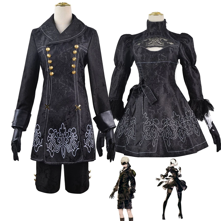 Nier automaten cosplay kostüme yorha 2b frauen kleid yorha 9s no.9 männer anzug spiel cosplay kostüme halloween party kleidung outfits