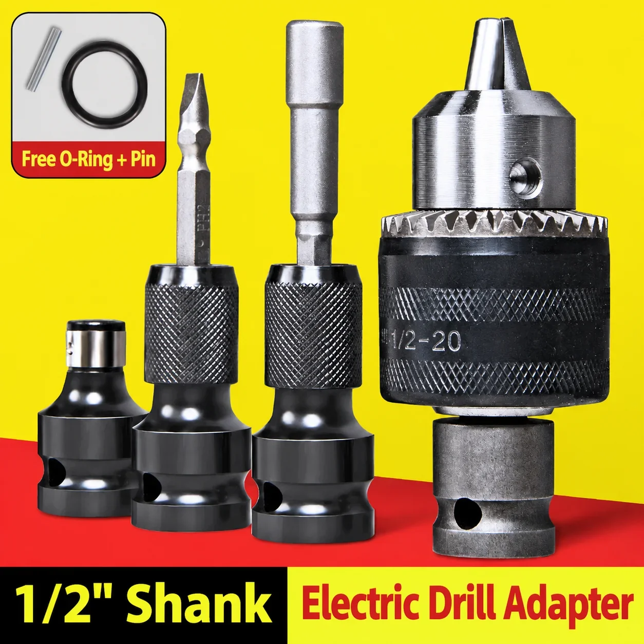 Electric Wrench Conversion Head Adapter Kit Drill Bit Pneumatic Socket Chuck Converter