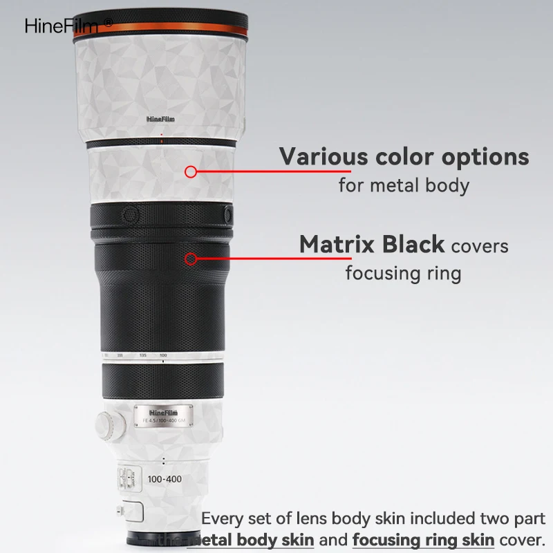 Hinefilm Skin für Sony FE100-400 F4.5 GM Objektiv-Aufkleber für Sony FE 100-400mm F4.5 GM OSS Objektiv-Aufkleberfolie 100 400 Objektiv – Detail 13