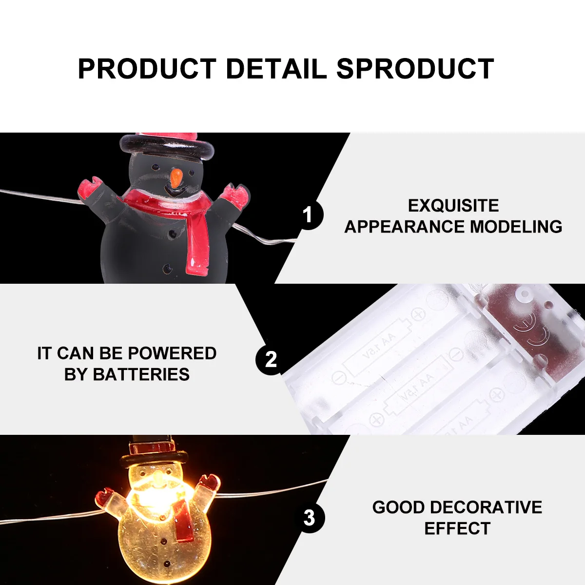 

1Set Snowman Light String Christmas Decorative LED Copper Wire Energy Efficient Powered Outdoor Indoor Garden Patio