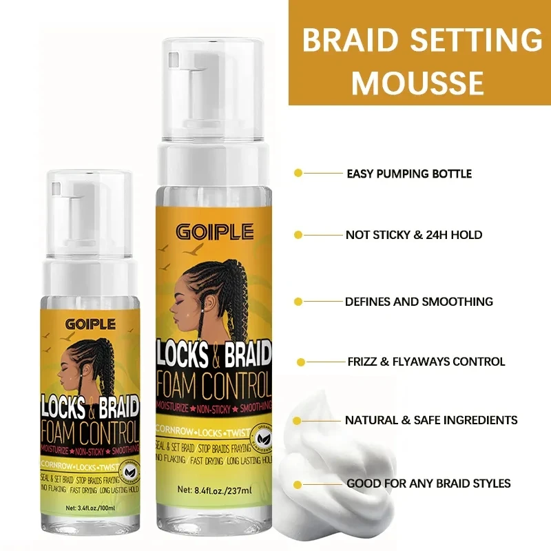 Gel per Trecce a Forte Tenuta, Gel per Acconciature a Treccia, Mousse per Capelli per Trecce, Prodotto per lo Styling, Mousse per Trecce