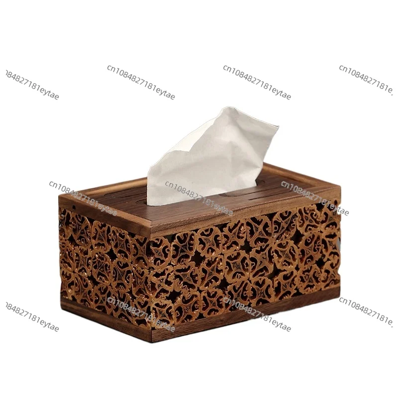 Vintage Walnut Wooden Tissue Boxes Rectangular Extractive Type Napkin Paper Towel Holders Home Desktop Toilet Box