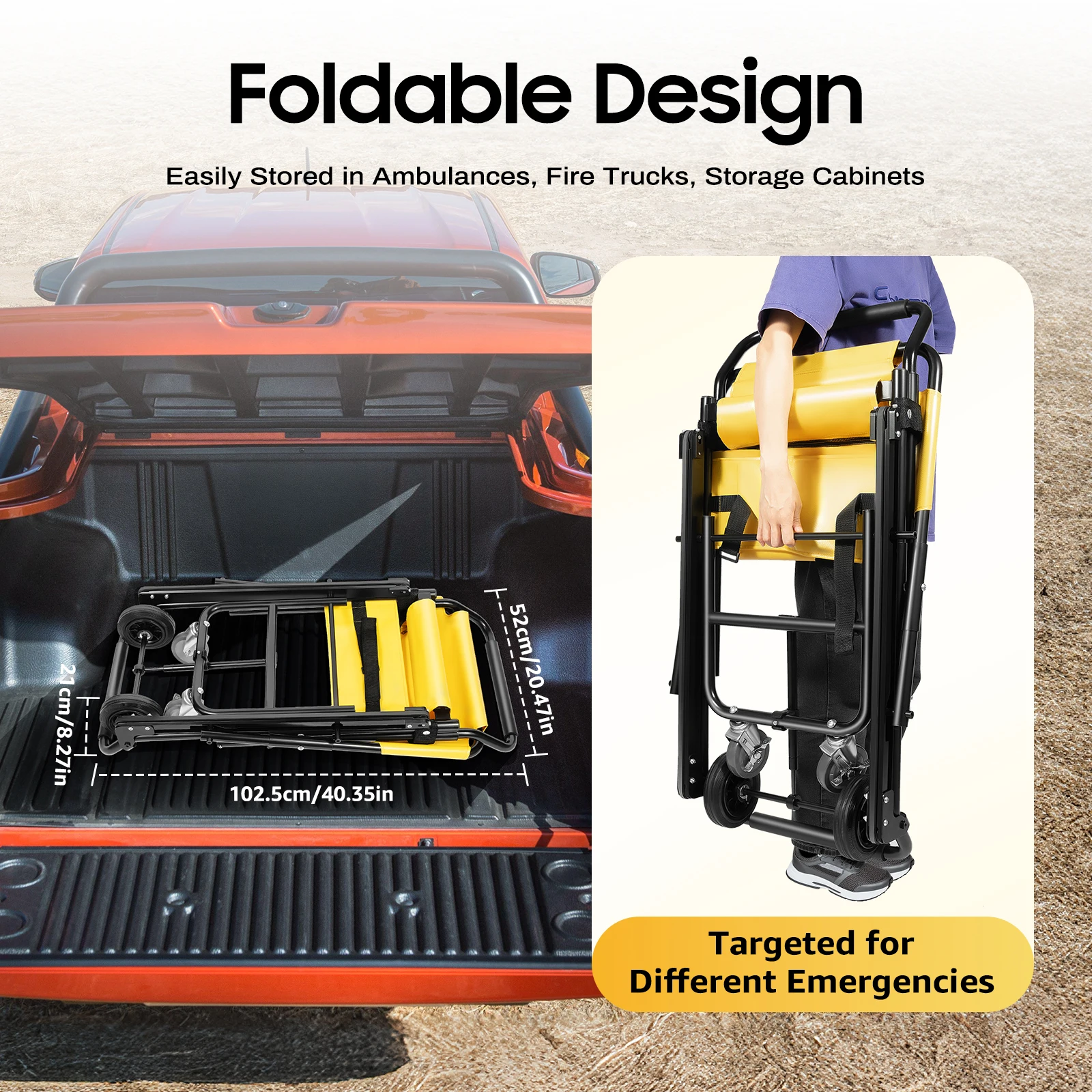 Kursi Tangga Lipat Portabel dari Bahan Aluminium Alloy untuk Transfer Harian dengan 4 Roda, Kursi Tangga Angkat Manual PVC, Tahan Beban hingga 350.53 lbs