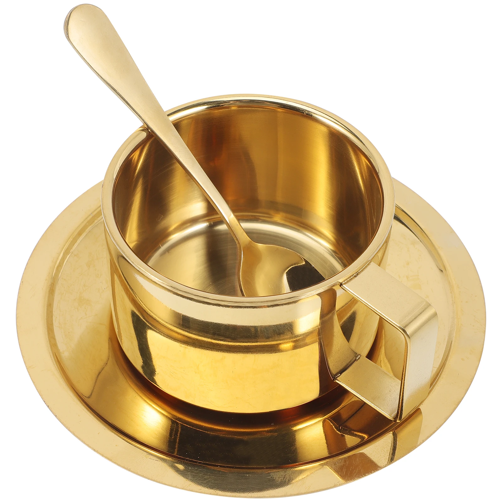 

Stainless Mug Latte Mugs Cover Milk Cup Home Tea Saucer Large Capacity Breakfast Portable Household Metal Water