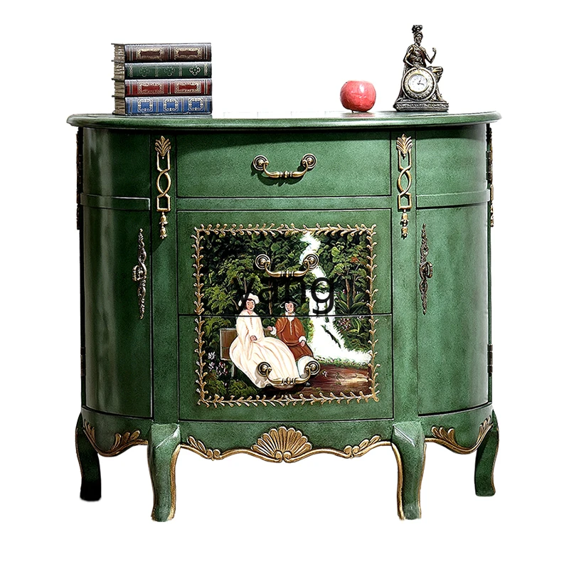 

LH semicircular entrance hand-painted side cabinet living room sofa foyer bedroom dresser storage cabinet