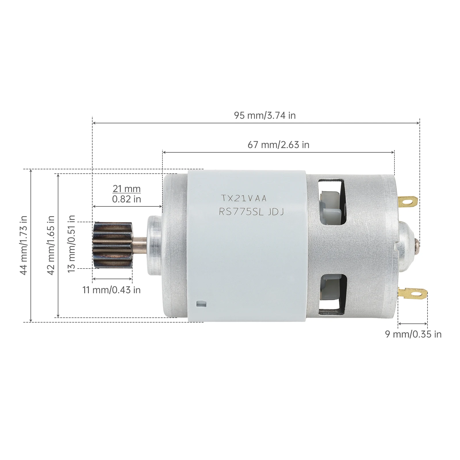 RS775 DC Motor with 11 Teeth Gear 21V 6000RPM Snowplow Motor High Torque Snow Blower Universal Replaces Part Snow Blower Motor