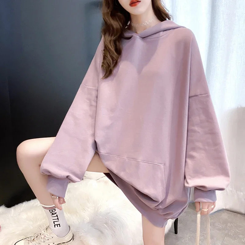 2022 Autumn Sweet Women Hoodies Fashion Cute Rabbit Ears Hooded Pullovers Lantern Sleeve Loose Baggy Female Tops Plus Size