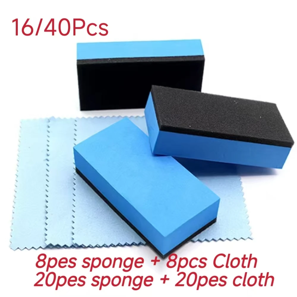 

Автомобильная губка-аппликатор для керамического покрытия, стеклянные нановосковые губки, синяя квадратная губка и тканевая щетка для чистки автомобиля