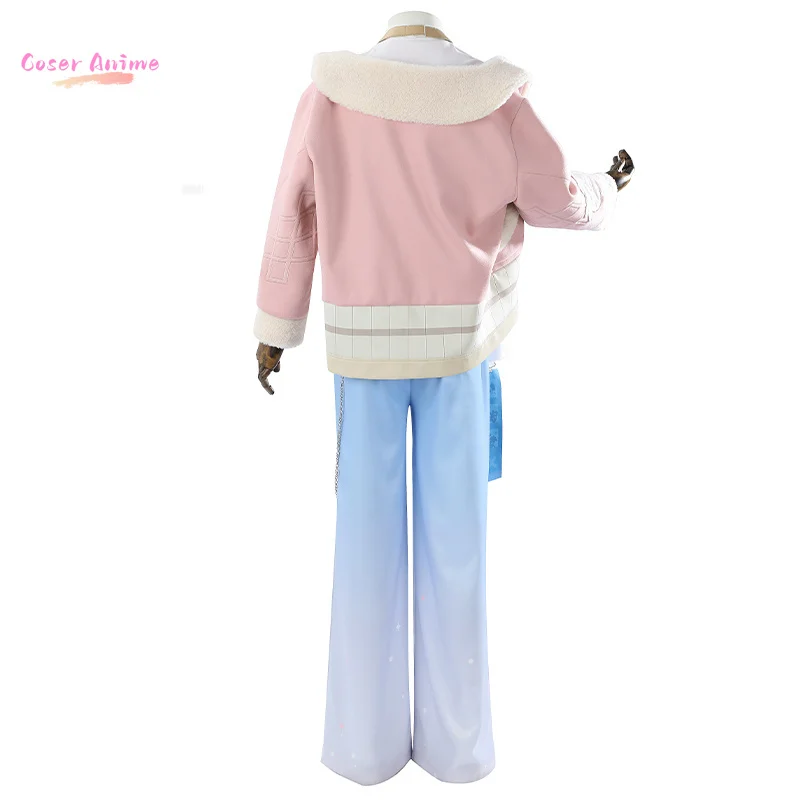 Jogo nu: lâmina de carnaval cosplay traje uniforme halloween carnaval festa natal jogar papel rosa casaco calças chapéu conjunto completo para homem