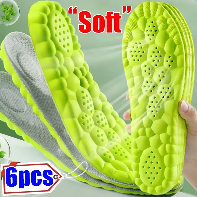 4D Sport Insoles Soft Breathable High-elasticity Shock Absorption Running Shoe Pad for Men Women Latex Massage Insert Cushion